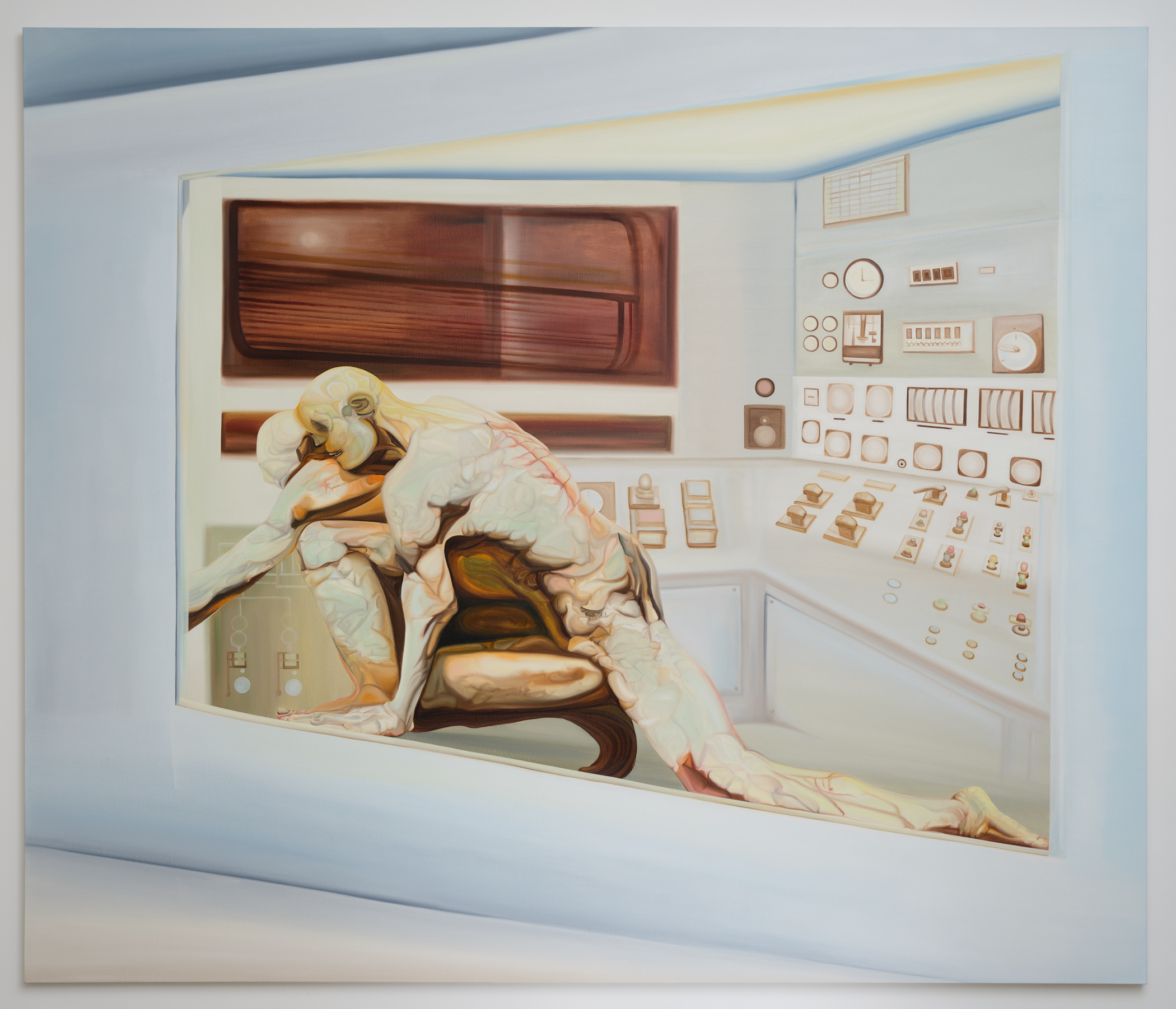 <i>test drive</i>, 2023. Oil on linen 5, 78 3/4 x 92 1/2 in (200 x 235 cm)
